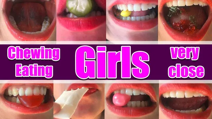 Teeth Fetish Clip Eat Eaeting Food Crush Chewing black haired Girl, girls with beautiful teeth eat hard stuff clip 10004