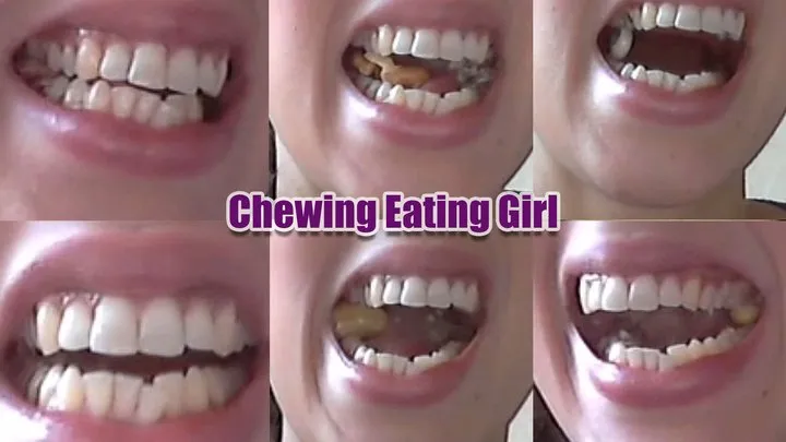 Chewing Clip She has a shark bit Eaeting Chewing, Girls Mouth Fetish Clip, girls with beautiful teeth eat hard stuff chew food, mastication clip 3500