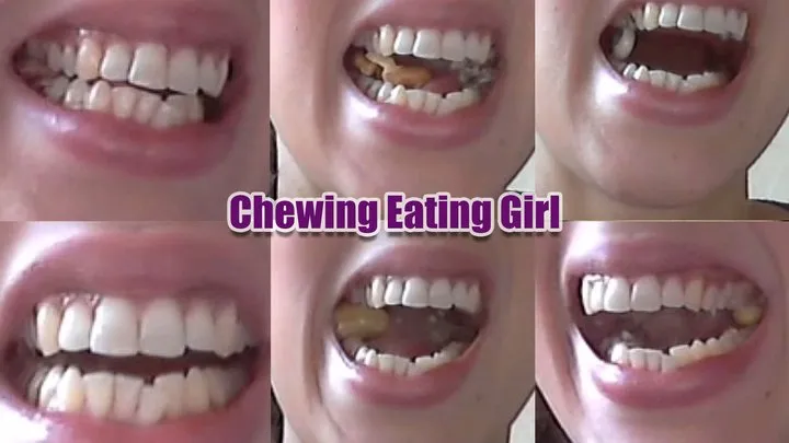 Mouth fetish Clip She has a shark bit Eaeting Chewing, Girls Mouth Fetish Clip, girls with beautiful teeth eat hard stuff chew food, mastication clip 3500