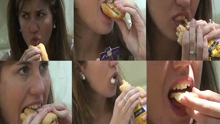 Voyeur eat clip, pretty girl eats a sandwich teeth Fetish, bites of food, crush food, crush, crushing, teeth, chew food, mastication 3520