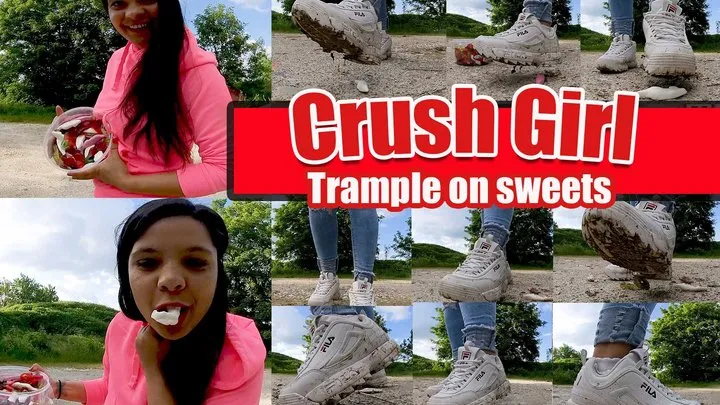 Here I crush a few gummy bears with my very dirty Fila shoes Girl crushes different food bears Gummy crush trample