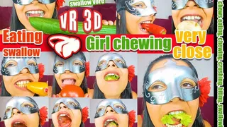 Girl Chew vegetables eat swallow cucumbers Eating 3D VR Virtual Reality Chew swallow vore Vegetables swallow eat cucumbers, tomatoes, peppers, carrots and lettuce swallow swallowbiting, swallowing, vore, saliva, cracking and biting sounds swallow vore i