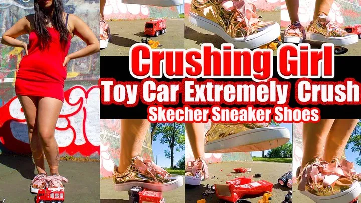 Girl Sweaty feet, Foot fetish, toy car crush, trample, giantess, crushing toys, stomping, plastic car, crush toy car, sneaker, toy, toycrush, plastic car, jumps, smashes car, trample