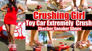 Girl Sweaty feet, Foot fetish, toy car crush, trample, giantess, crushing toys, stomping, plastic car, crush toy car, sneaker, toy, toycrush, plastic car, jumps, smashes car, trample