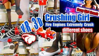 Girl Crush VR 3D Virtual Reality Object Crush Girl totally destroys 5 fire engines - she smashes 5 cars in a row and with 4 different shoes ballerinas sneakers high heels new