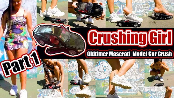 Part 1 Maserati Total Crush with Fila Sneaker barefoot in my sweaty Fila Sneaker, Crushing Trample Crush Video cars destroyed, kicked, trampled, crushed, smashed, crushed,