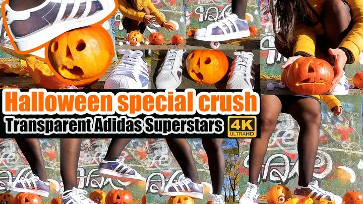 Sexygirl crushes a very hard Halloween Special Pumpkin Crush trample nylons Adidas Superstars Crush Video