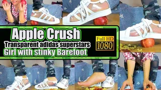 Sexy girl crushes apples with sneakers aAdidas Girl Crush Apple Video, here I crush a few apples to a pulp with my transparent Adidas Superstars worn barefoot