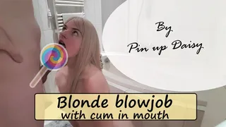 Blonde blowjob with cum in mouth