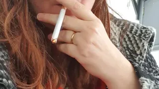 BBW Redhead Smoking and Drinking