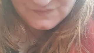 BBW redhead wearing glasses on the bus