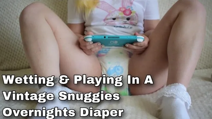 Chloe Wets and Plays In A Vintage Snuggies Overnights Diaper