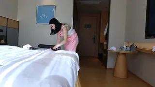 Asian hourly worker gets tickled while working