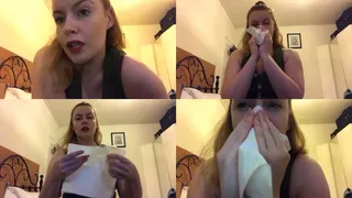 Elizabeth Rose is a stunning posh mega babe classic English rose, who produces several incredible snotty nose blows soaking her tissues with her nose blowing - MKV