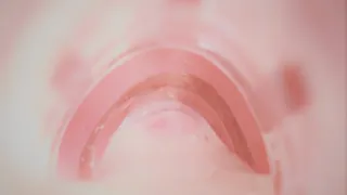 Extreme closeup Fleshlight internal view & huge cumshot