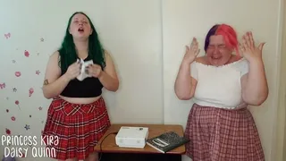 Schoolgirls Sneeze During Presentation