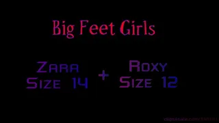 Zara and Roxy footjob after dominating footboy with their big feet