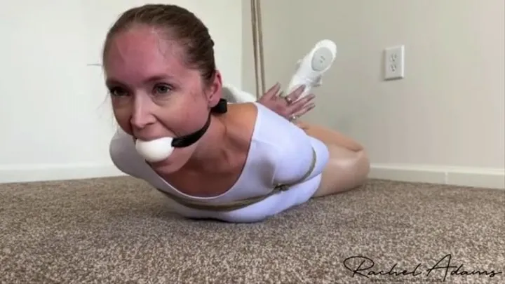 ballerina in white enjoys being bound and helpless