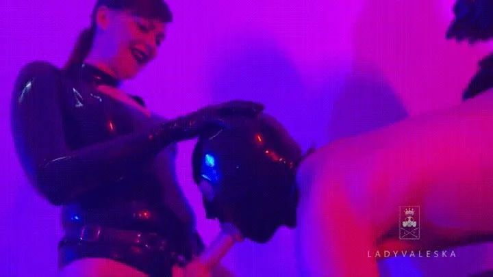 Latex Dommes Spitroast their Slut