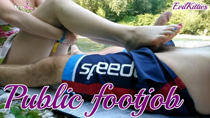 Our first public nature footjob (we get caught!) - full video