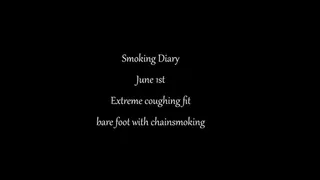 Talia Love's Smoking Diary June 1st morning Marlboro Red100s barefoot with coughing fit