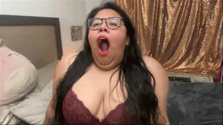 Wide yawns in lingerie