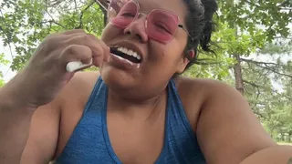 Brushing my teeth outdoors