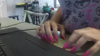 Pink super long nails and fingers FINGER FETISH