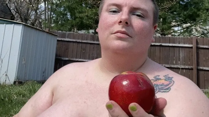 Topless Outdoor Juicy Apple Eating ASMR