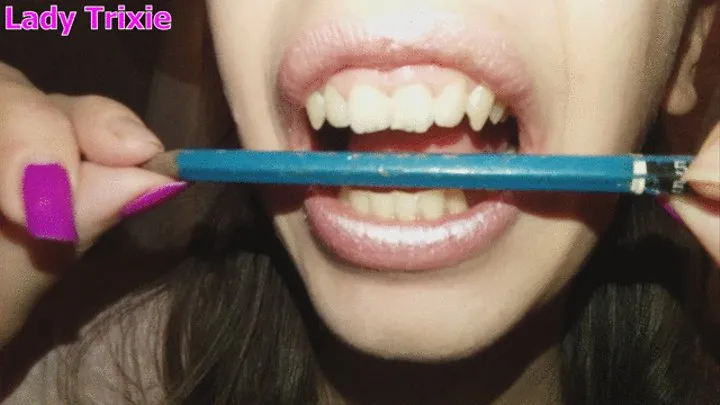 Biting a blue pencil