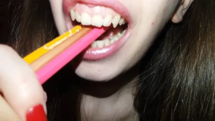 3 pencils on my mouth