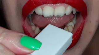 I enjoy to destroy the eraser with my teeth