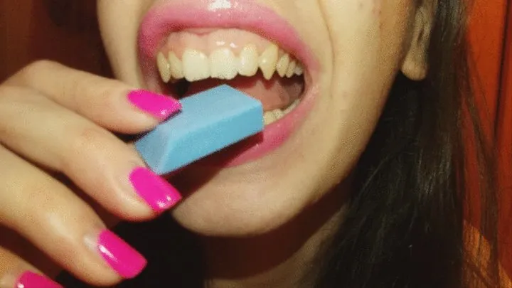 I a blue eraser with my teeth