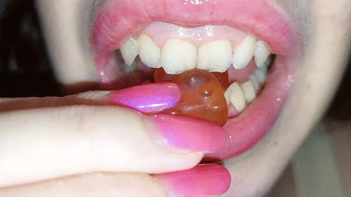 destroying and eating gummy bears with my wonderful teeth - lipgloss edition