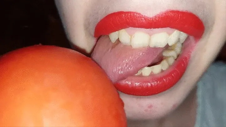 Licking a tomato