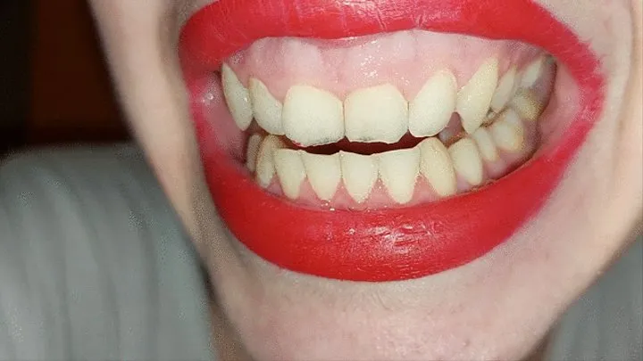 Showing you my teeth -bright red lipstick