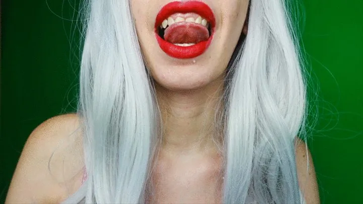 I lick my teeth - red lips