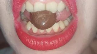 chewing and eating chocolate