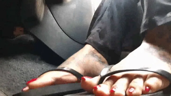 Flip Flop FeTish Toe Tapping Take a New Years Car Ride with Me You are a tiny Foot Worshiper At Giantess Lolas Feet