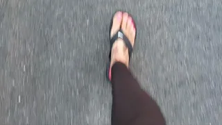 Giantess Lolas chat and take a walk with me outside during corona quarantine in nike FlipFlops Shoe Play Stopping along the way i stop and wiggle my toes
