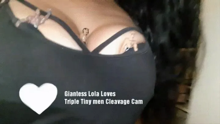 Giantess Lolas Big Bouncy Boobs Cleavage Ride for Three Tiny Men Triple the Giant Titty Fun