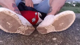 Giantess pov HD Showing you my Dirty Worn Sneakers and Sweaty Socks and Feet After a long jog