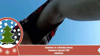 Giantess in a Holiday Dress Unaware Upskirt POV outdoors
