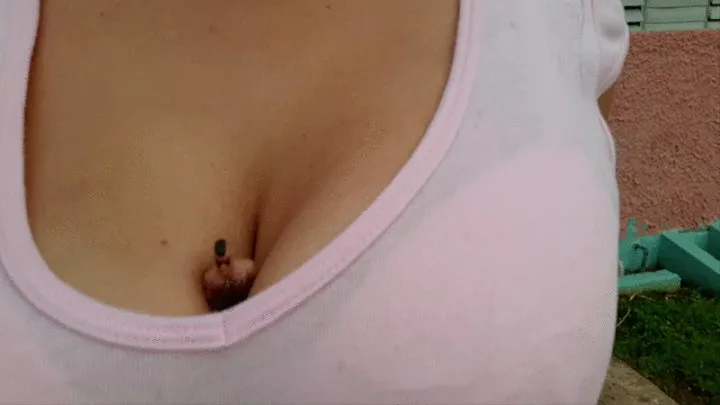 Giantess Lola s Tight Pink Top Cleavage Ride for tiny man Squished in between Big Natural Bouncing Boobs