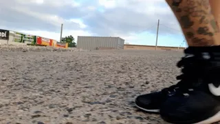 Giantess Lolas Walk with me Outside Black Nike Sneaker Fetish Shoeplay