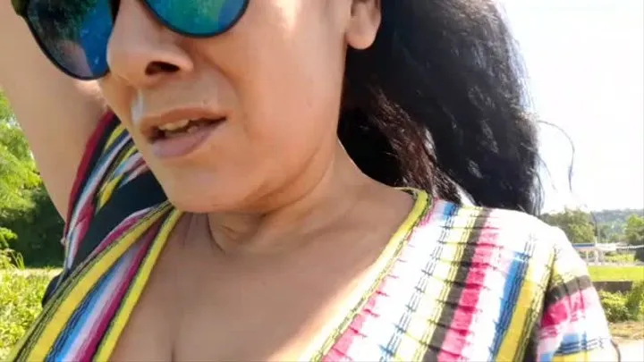 Hot Summer Sweaty Bouncing Boobs while walking outside