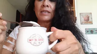 Giantess Vore EAting tiny people with my coffee Mouth and Uvula Fetish Show Mouth Sounds