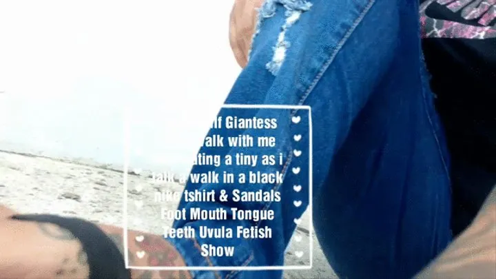 Take a walk with Giantess lola black Nike Shirt &Sandals with tiny trapped on toenail Vore Mouth tongue & uvula fetish Show