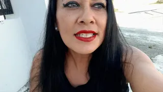 Latina Milf Speaking Spanish and English Outdoor public Foot worship with silver toe rings and silver painted toenails