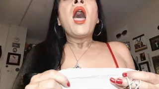 Latina Milf in red Bra & Lipstick Sneezy Snoty Nose Sneezing & Blowing Snot Rockets i hope im not getting sick